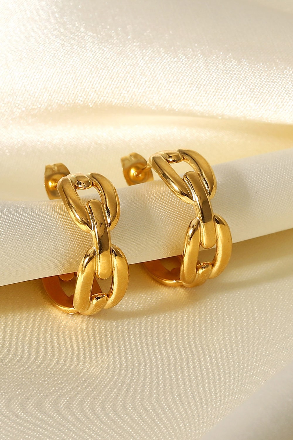 Linked Together Chain C-Hoop Earrings